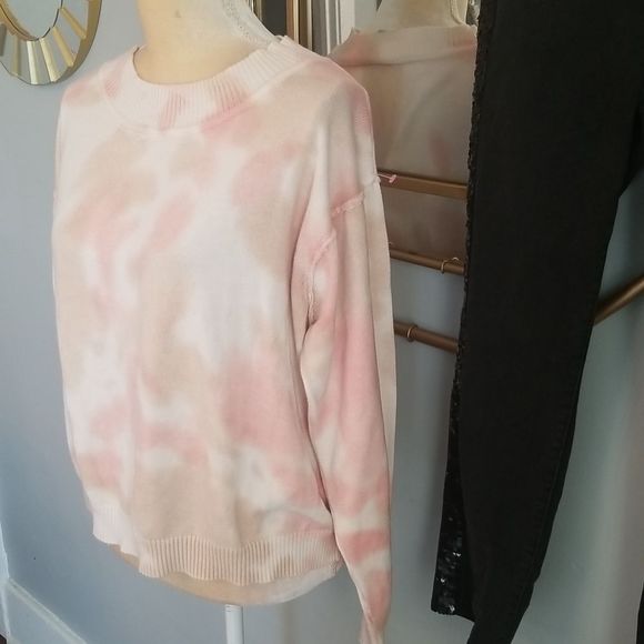 Anthropologie Cotton 7 Days A Week Peach Fuzz Tyedye Sweater Sz.M Long Sleeve - Picture 2 of 11